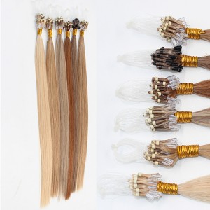 100 keratin tip human hair extension Factory Direct Straight Wholesale Human hair Micro Loop Ring Hair Extension