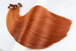 Virgin human hair pure #350 copper color flat tip hair extension fast delivery