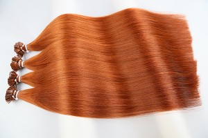 Virgin human hair pure #350 copper color flat tip hair extension fast delivery