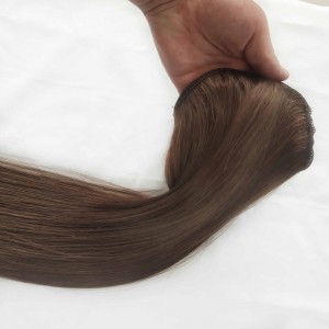 Best quality Wholesale No shedding Smooth Double Drawn Virgin human hair Clip In Ponytail Hair Extension