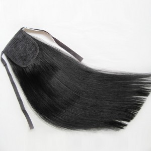 Best quality Wholesale No shedding Smooth Double Drawn Virgin human hair Clip In Ponytail Hair Extension