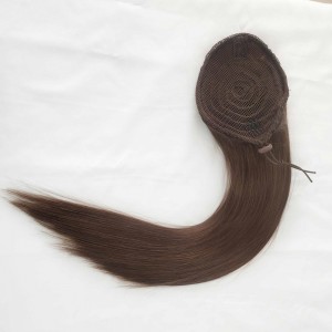 Best quality Wholesale No shedding Smooth Double Drawn Virgin human hair Clip In Ponytail Hair Extension