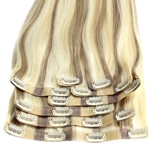 Popular hot selling 100% Human hair Double Drawn Virgin PU Clip In Hair Extension Remy Hair Seamless Clip In Hair extension