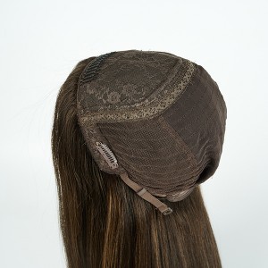 Cabelo humano premium Base de seda francesa de destaque de cor judaica