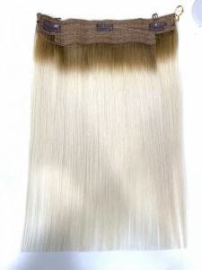 Clip in Extensions with Invisible Fish Line Hair Extensions ombre color blonde hair