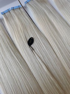 Tape in capillos extensio C% Virgin Humanum Hair Blonde Color Fast Delivery